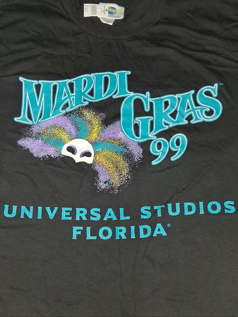 New 1999 Universal Studios Florida Mardi Gras Shirt Tee Vintage
